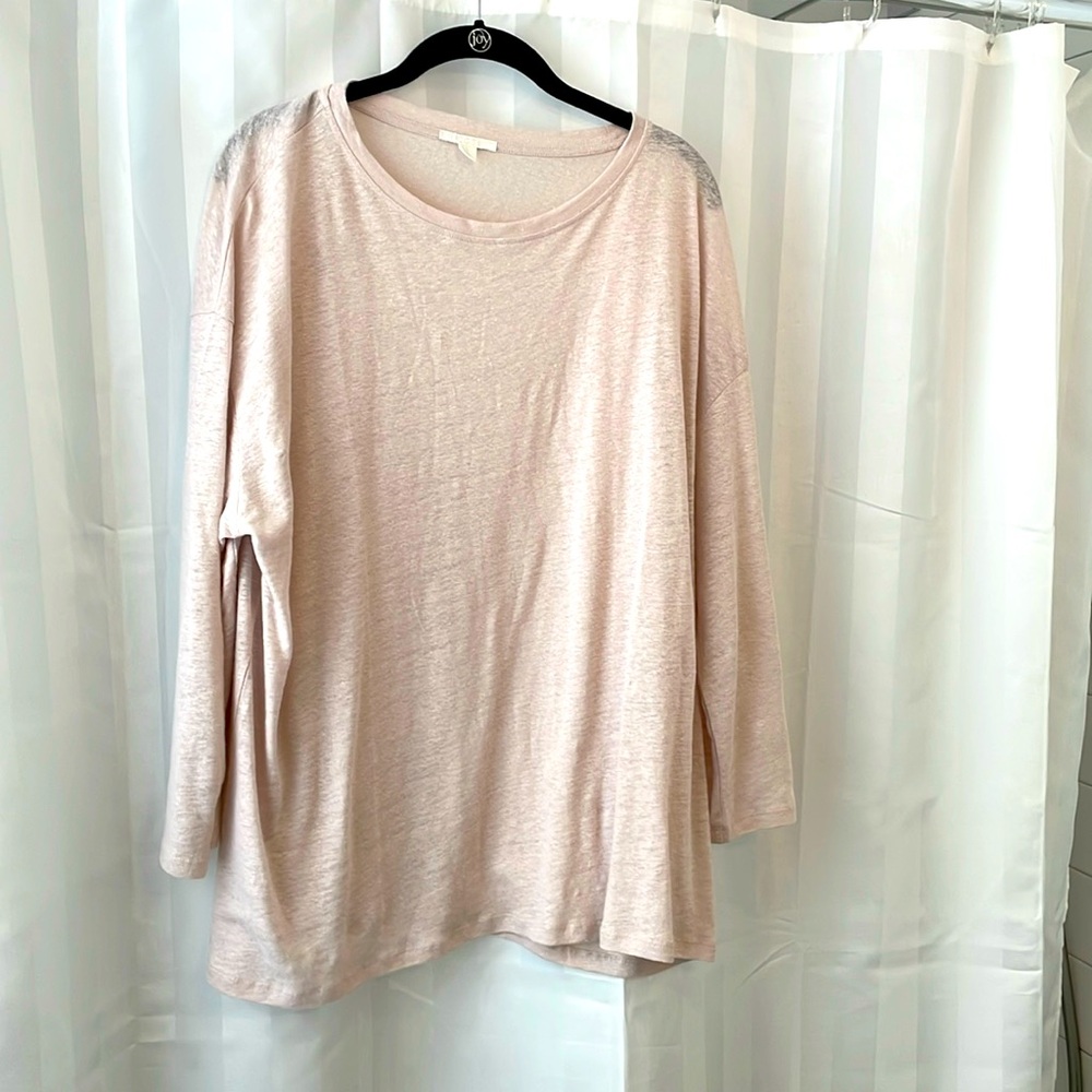 pale pink drapery top; warm weather sweater or tunic; excellent condition